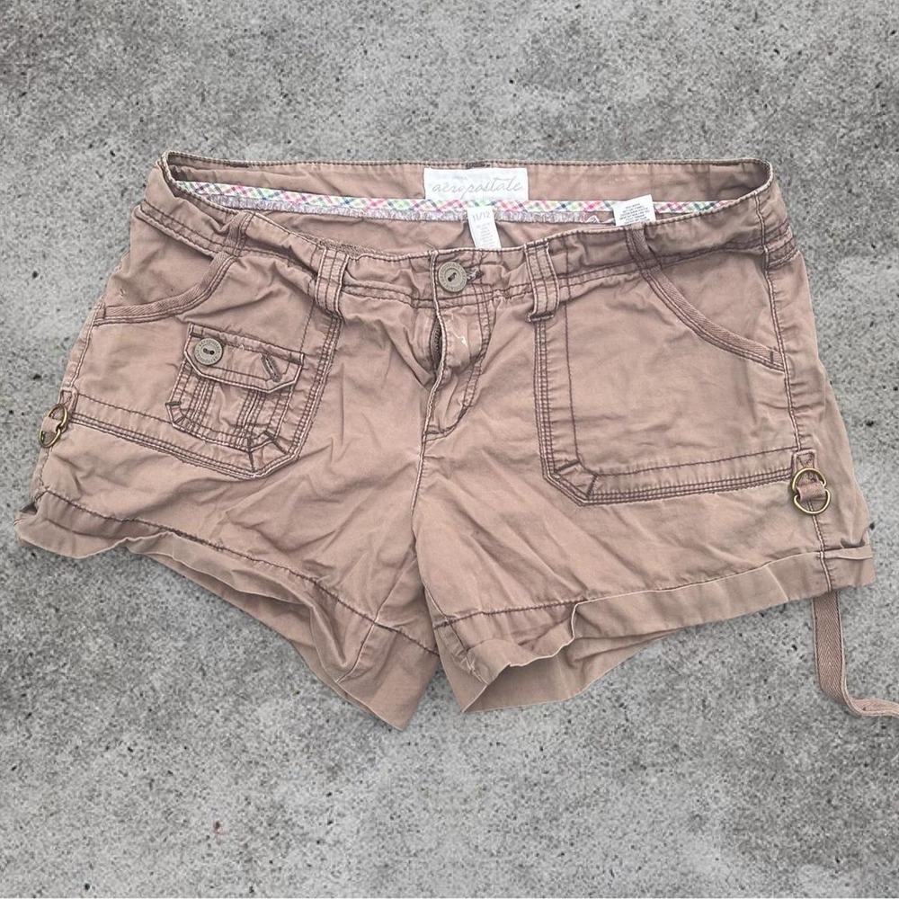 Vintage Aeropostale Brown Utility Cargo Shorts‎ Adjustable Waist Womens 11 12